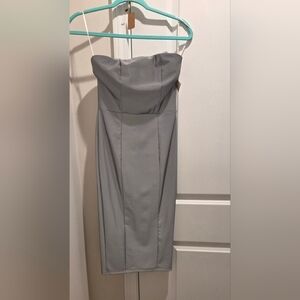 Strapless Slate Gray Midi Dress